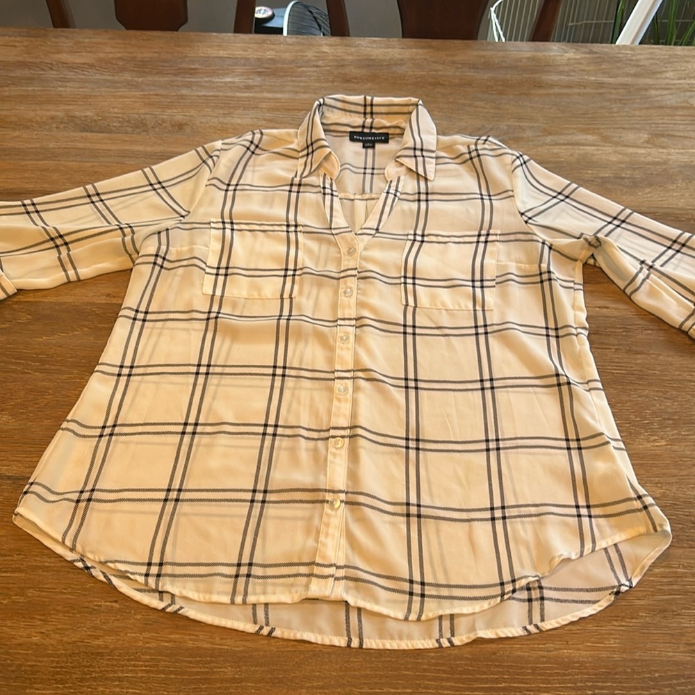 Plaid Button Down Shirt - Cream